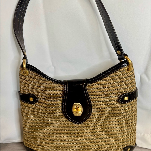 ERIC JAVITS black and gold woven shoulder bag. - Picture 9 of 10